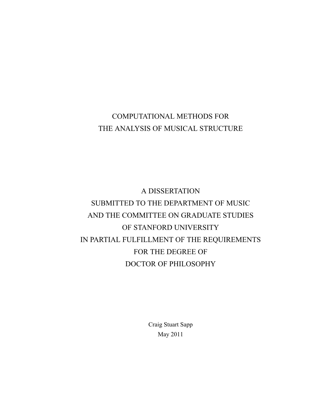 Computational Methods for the Analysis of Musical Structure