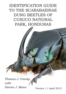 Guide to the Scarabaeinae Dung Beetles of Cusuco National Park, Honduras