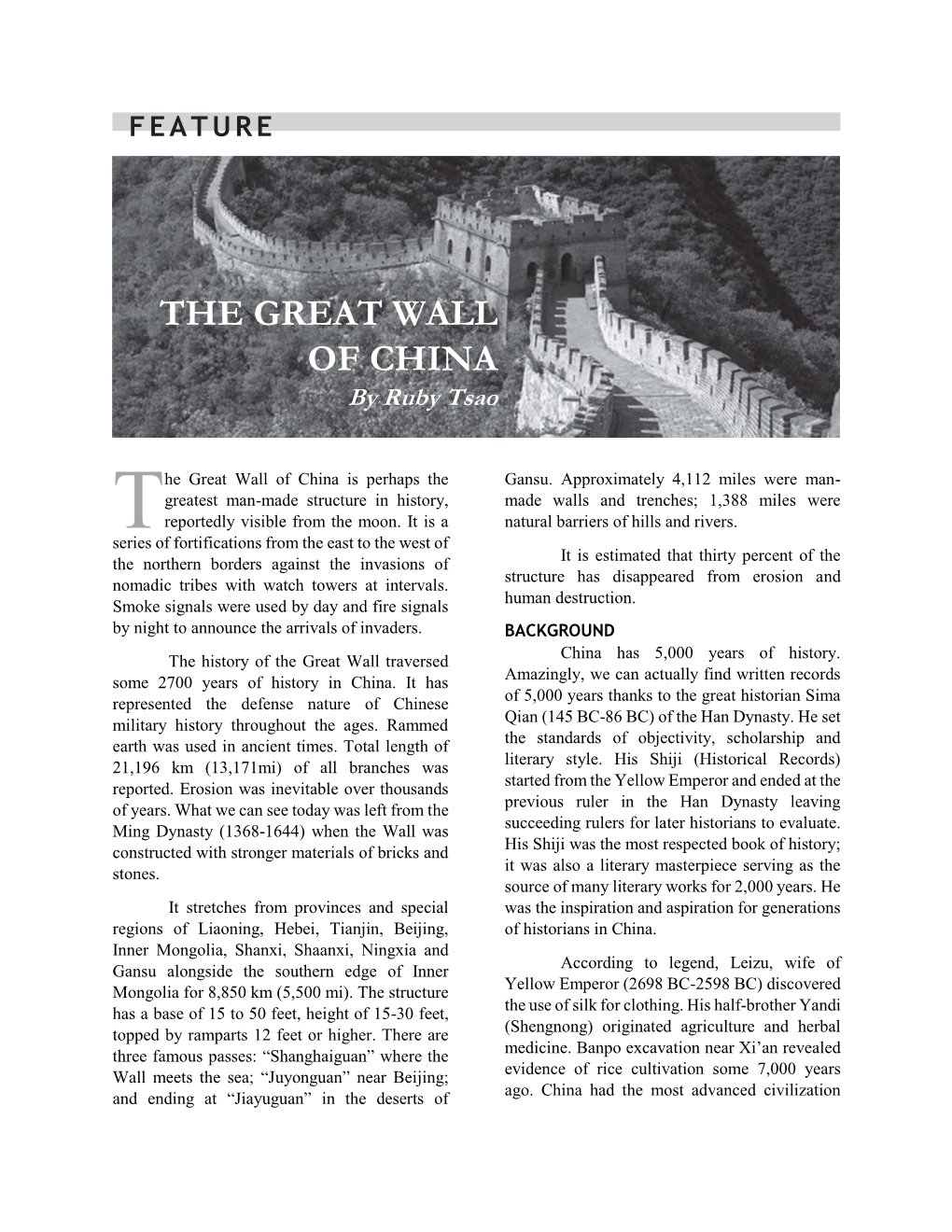 THE GREAT WALL of CHINA by Ruby Tsao