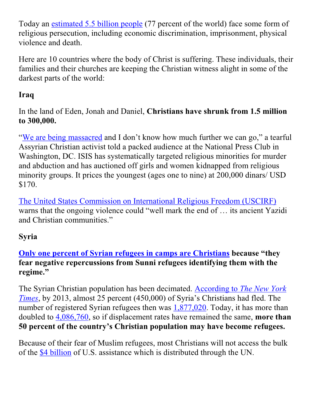 (77 Percent of the World) Face Some Form of Religious Persecution, Including Economic Discrimination, Imprisonment, Physical Violence and Death