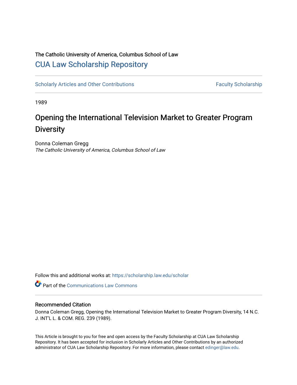 Opening the International Television Market to Greater Program Diversity