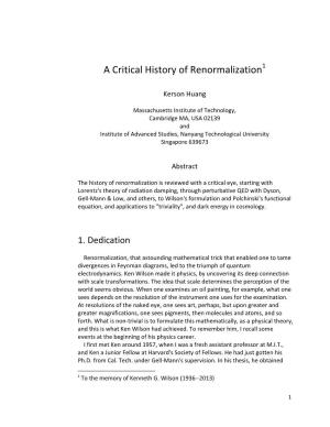 A Critical History of Renormalization1