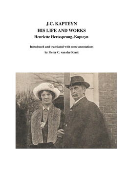 J.C. KAPTEYN HIS LIFE and WORKS Henriette Hertzsprung–Kapteyn