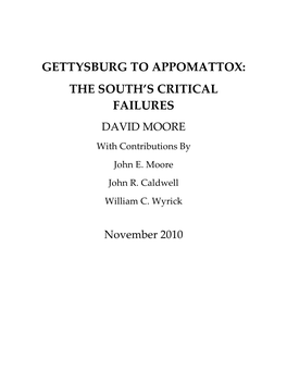 Gettysburg to Appomattox: the South’S Critical Failures