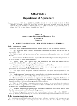 CHAPTER 5 Department of Agriculture