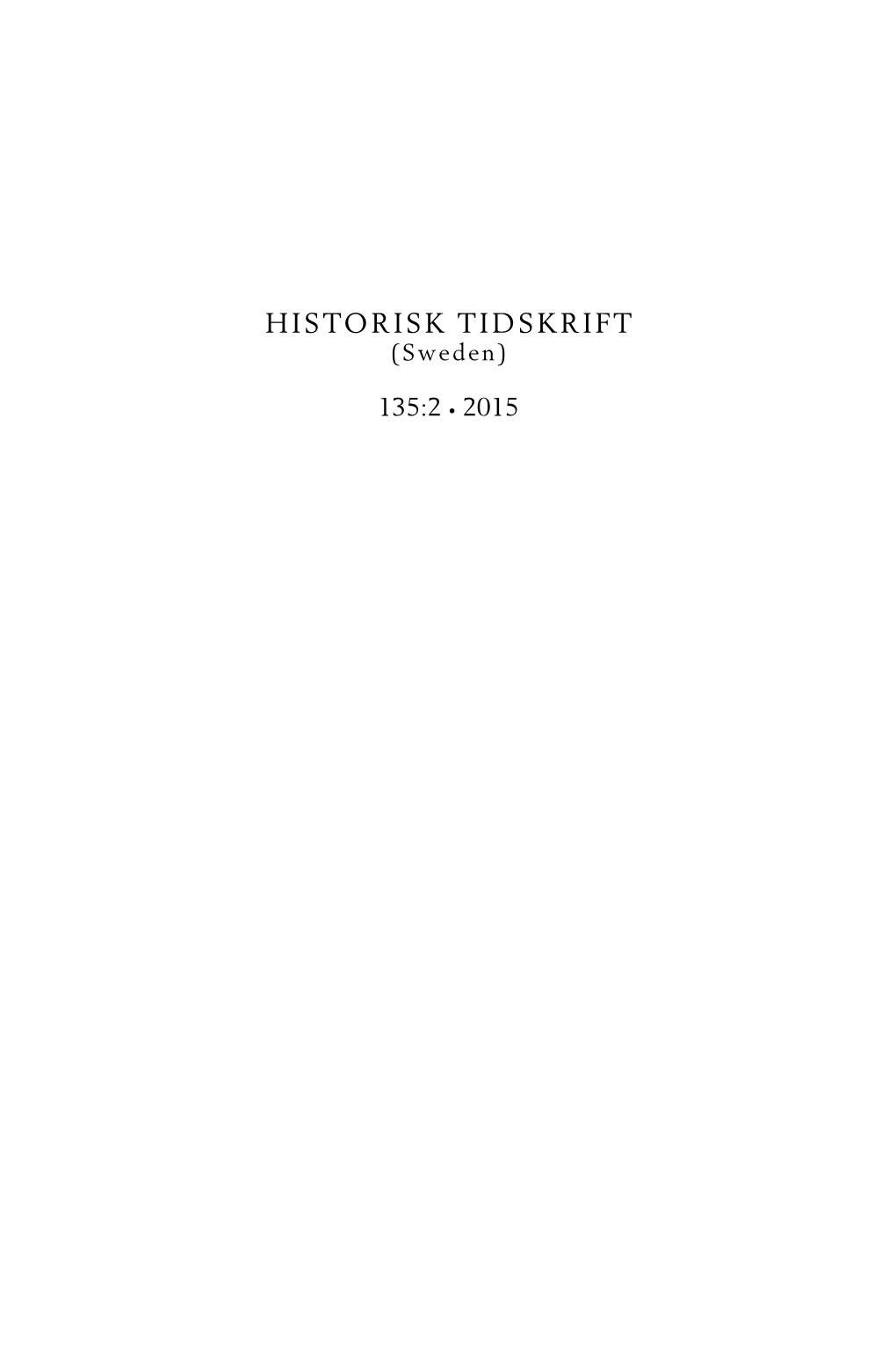 HISTORISK TIDSKRIFT (Sweden)