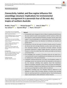 Connectivity, Habitat, and Flow Regime Influence