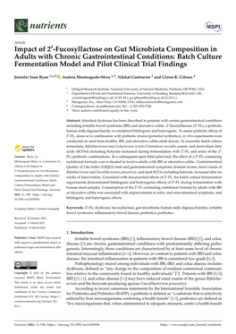Fucosyllactose on Gut Microbiota Composition in Adults with Chronic Gastrointestinal Conditions: Batch Culture Fermentation Model and Pilot Clinical Trial Findings