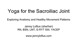 Yoga for the Sacroiliac Joint (PDF)