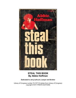 STEAL THIS BOOK by Abbie Hoffman