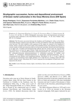 Stratigraphic Succession, Facies and Depositional Environment of Emsian Reefal Carbonates in the Ossa-Morena Zone (SW Spain)