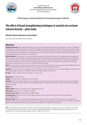 The Effect of Hand Strengthening Techniques in Martial Arts on Bone Mineral Density – Pilot Study