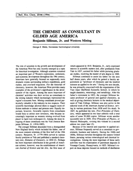 THE CHEMIST AS CONSULTANT in GILDED AGE AMERICA Benjamin Silliman, Jr