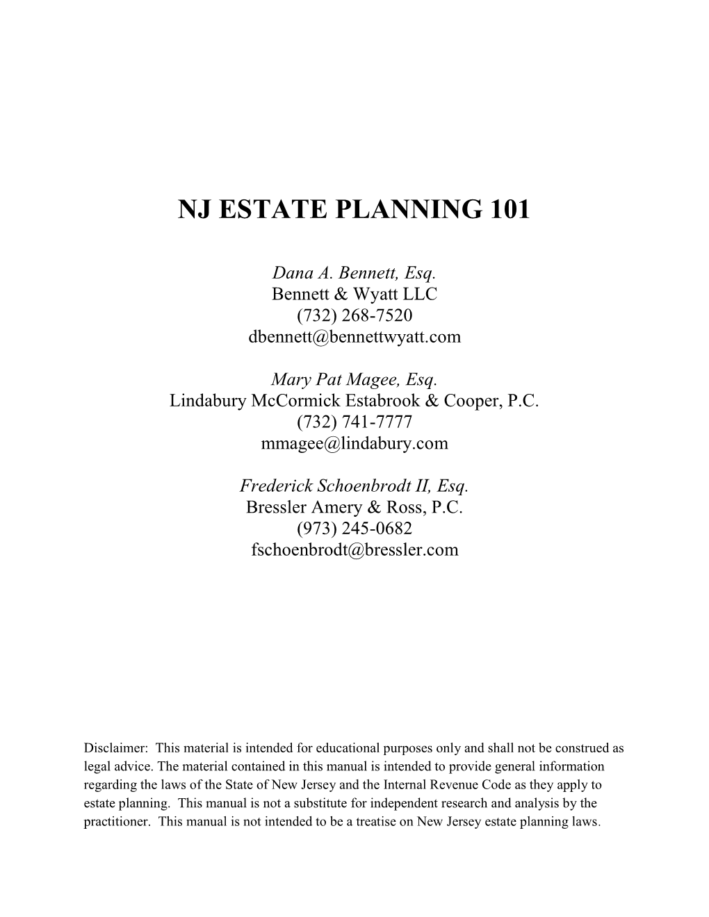 Nj Estate Planning 101