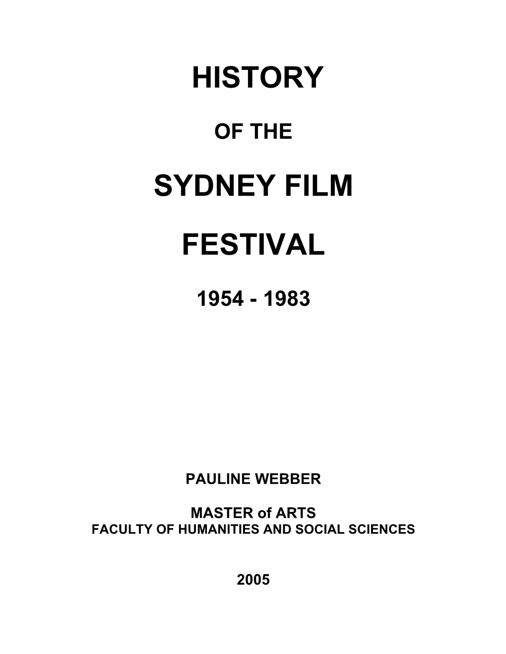 History Sydney Film Festival