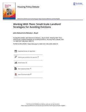 Working with Them: Small-Scale Landlord Strategies for Avoiding Evictions