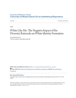 The Negative Impact of the Diversity Rationale on White Identity Formation, 89 N.Y.U
