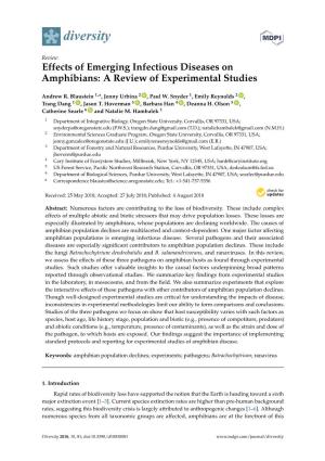 Effects of Emerging Infectious Diseases on Amphibians: a Review of Experimental Studies