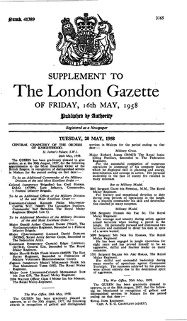 The London Gazette of FRIDAY, 16Th MAY, 1958 Sutftorftp