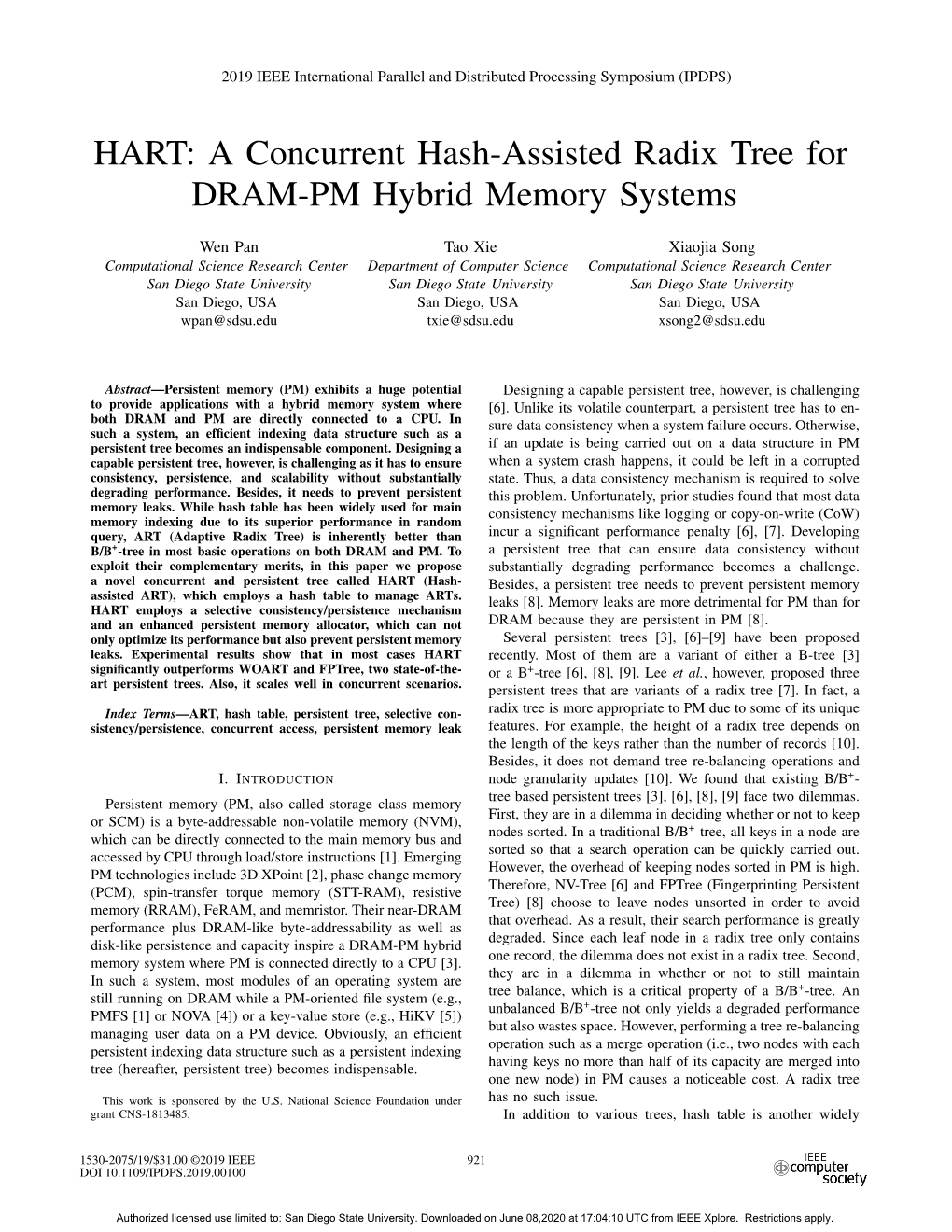 HART: a Concurrent Hash-Assisted Radix Tree for DRAM-PM Hybrid Memory Systems