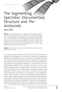 The Segmenting Spectator: Documentary Structure and the Aristocrats
