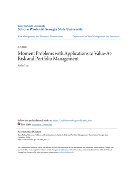 Moment Problems with Applications to Value-At-Risk and Portfolio Management." Dissertation, Georgia State University, 2008
