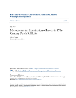 An Examination of Insects in 17Th-Century Dutch Still Lifes," Scholarly Horizons: University of Minnesota, Morris Undergraduate Journal: Vol