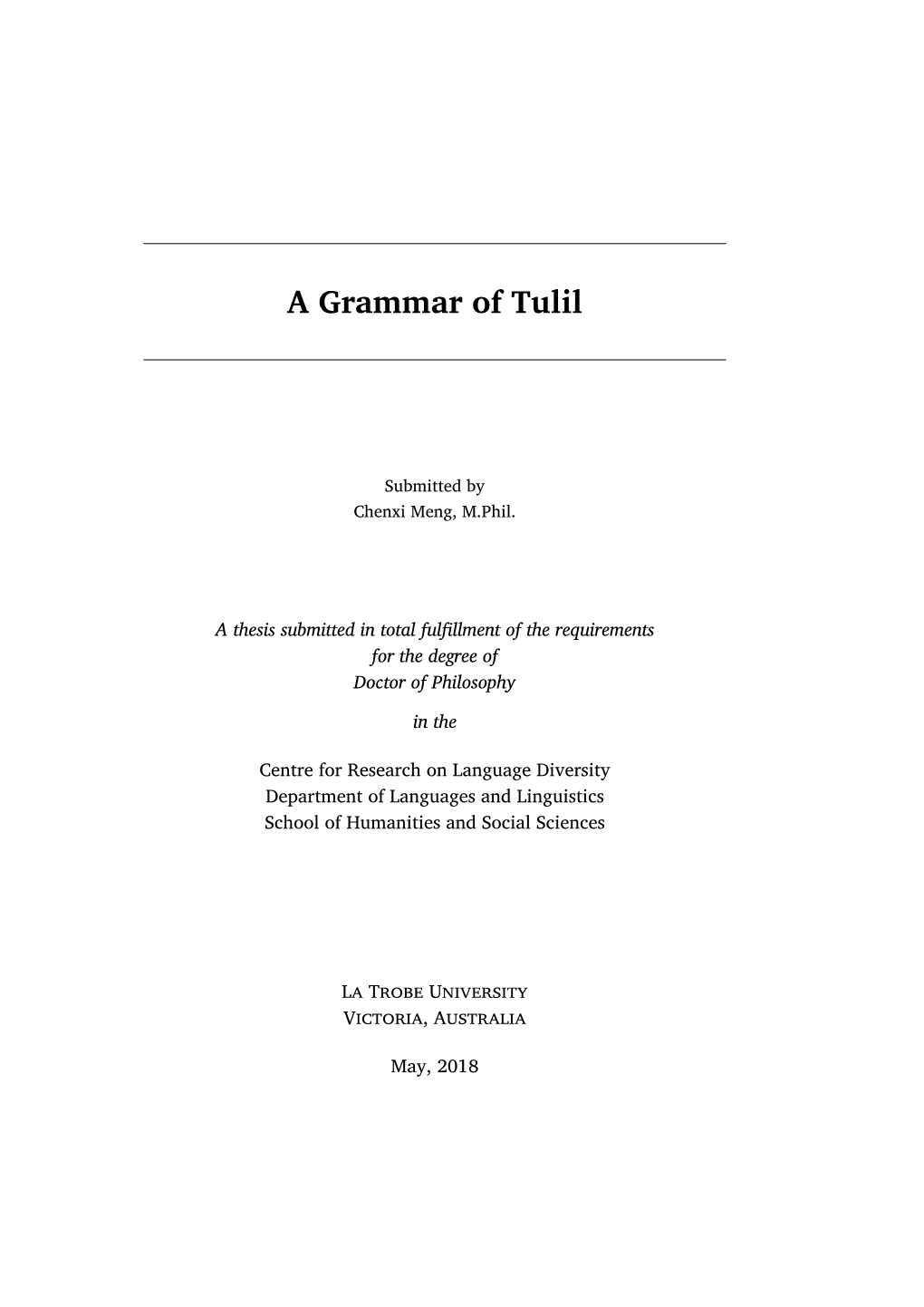 A Grammar of Tulil