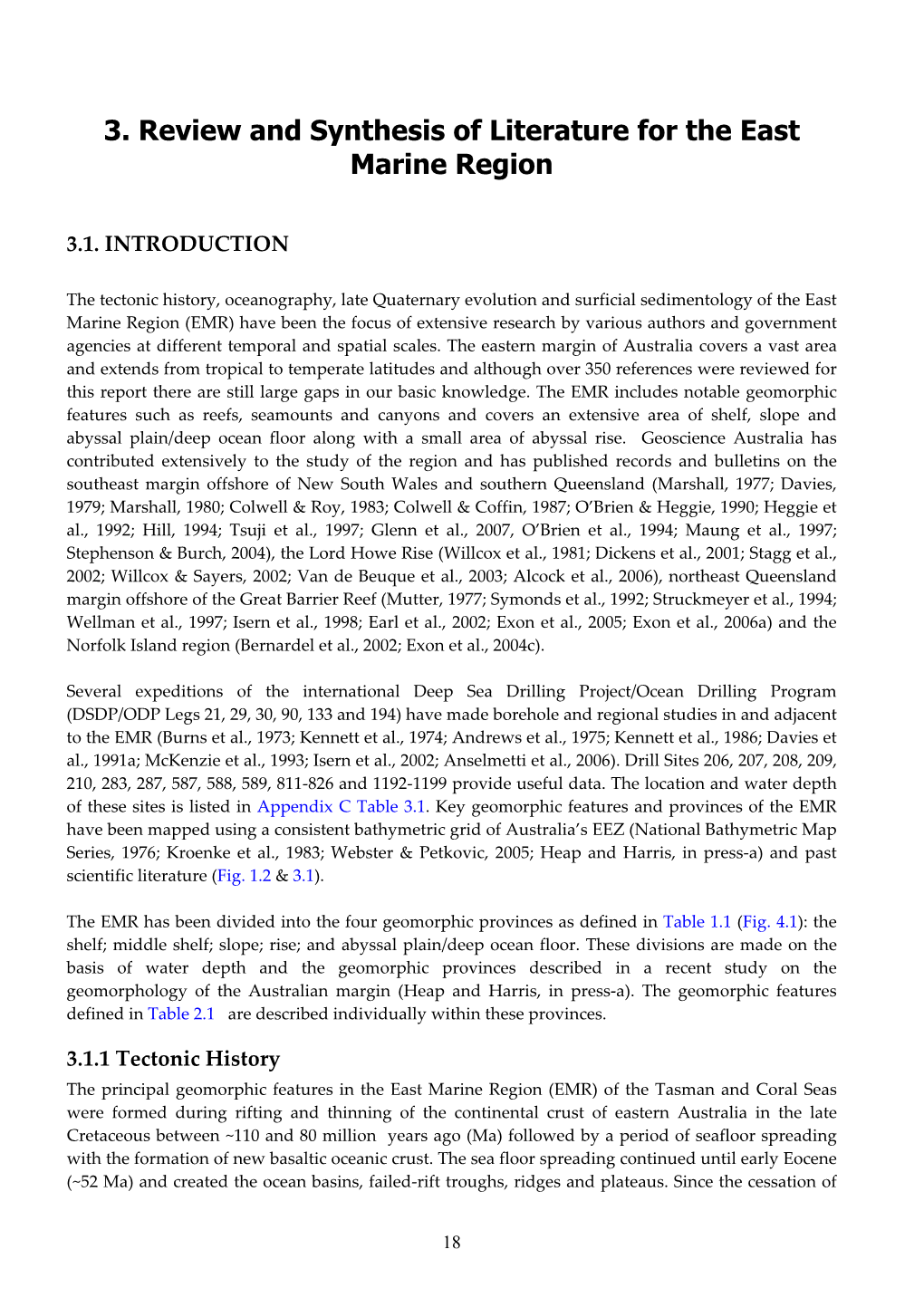 Review and Synthesis of Literature for the East Marine Region