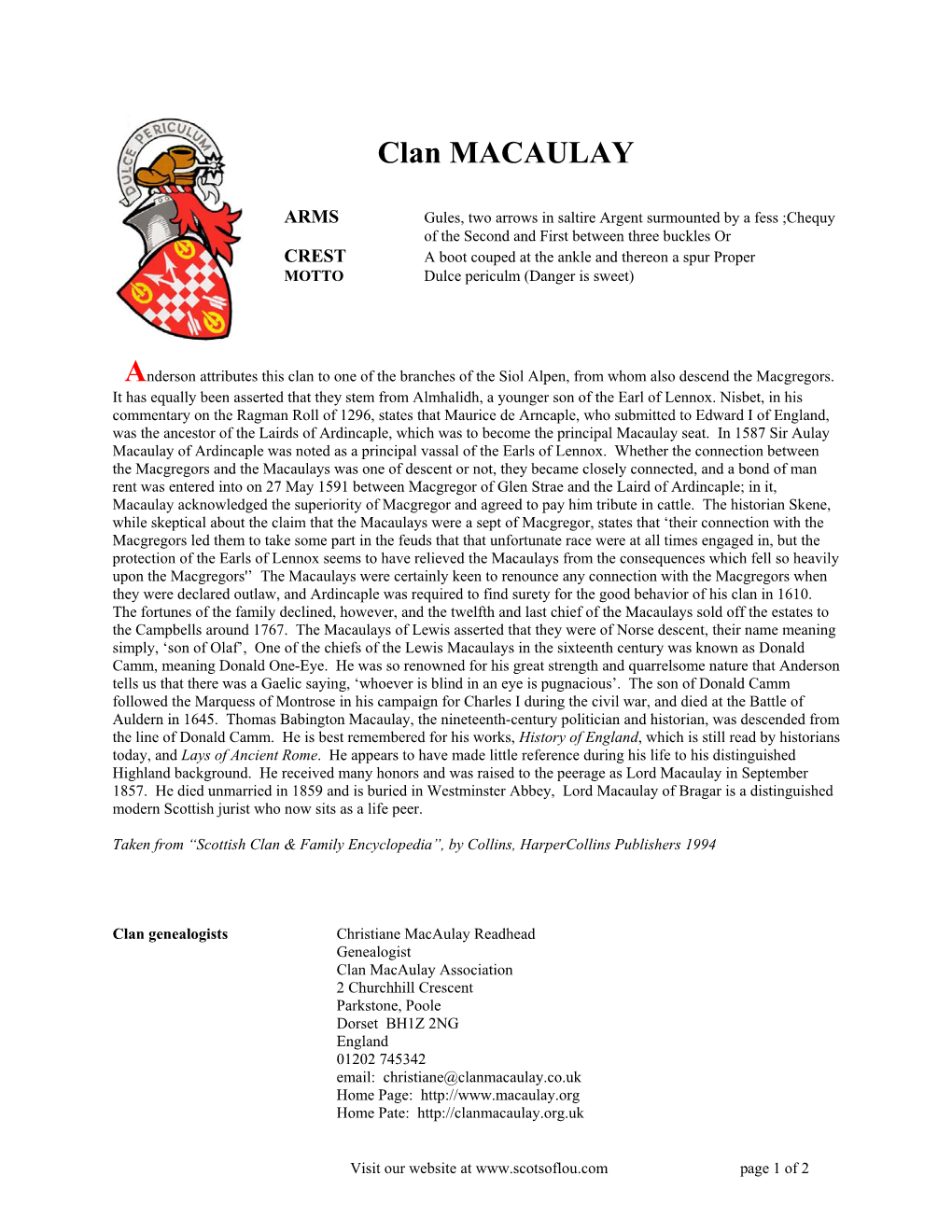 Clan MACAULAY