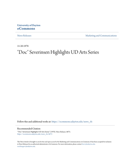 Doc" Severinsen Highlights UD Arts Series