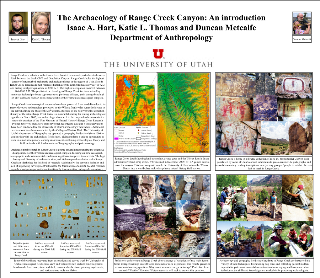 The Archaeology of Range Creek Canyon: an Introduction Student Photo Isaac A