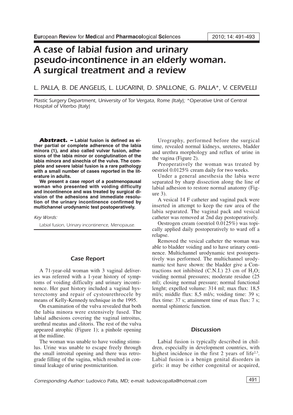 A Case of Labial Fusion and Urinary Pseudo-Incontinence in an Elderly Woman