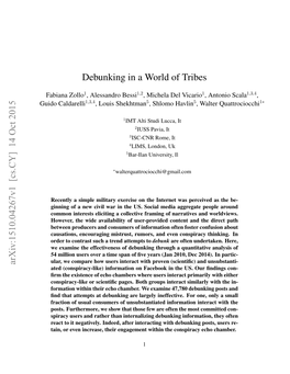 Debunking in a World of Tribes Arxiv:1510.04267V1 [Cs.CY] 14 Oct 2015