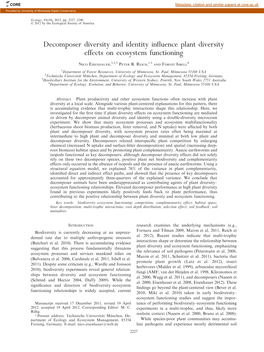 Decomposer Diversity and Identity Influence Plant Diversity Effects On