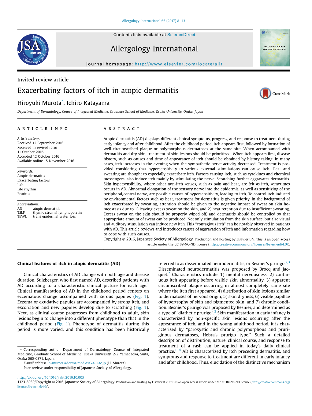 Exacerbating Factors of Itch in Atopic Dermatitis