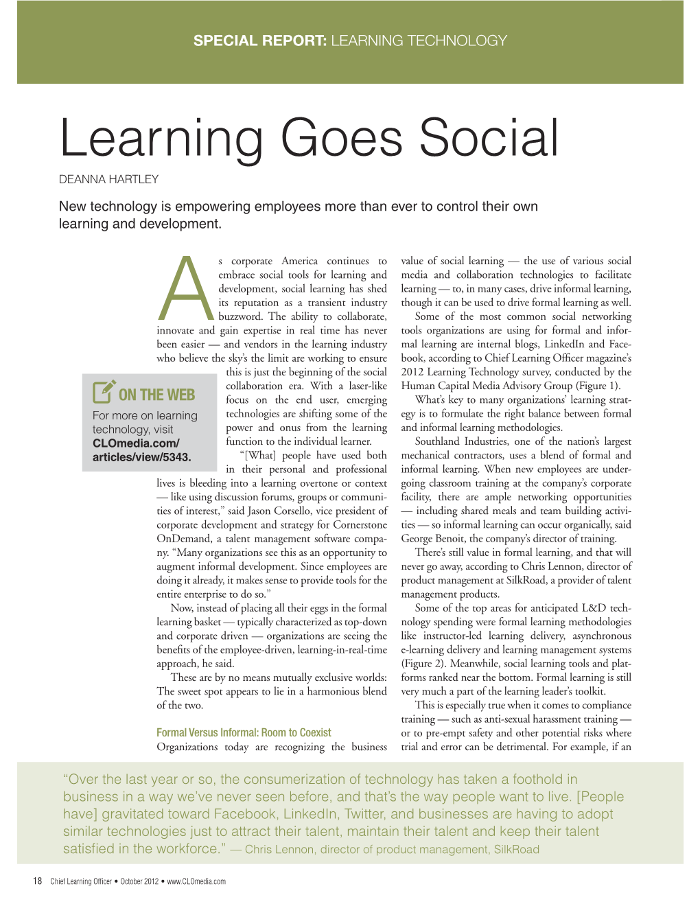 Learning Goes Social DEANNA HARTLEY