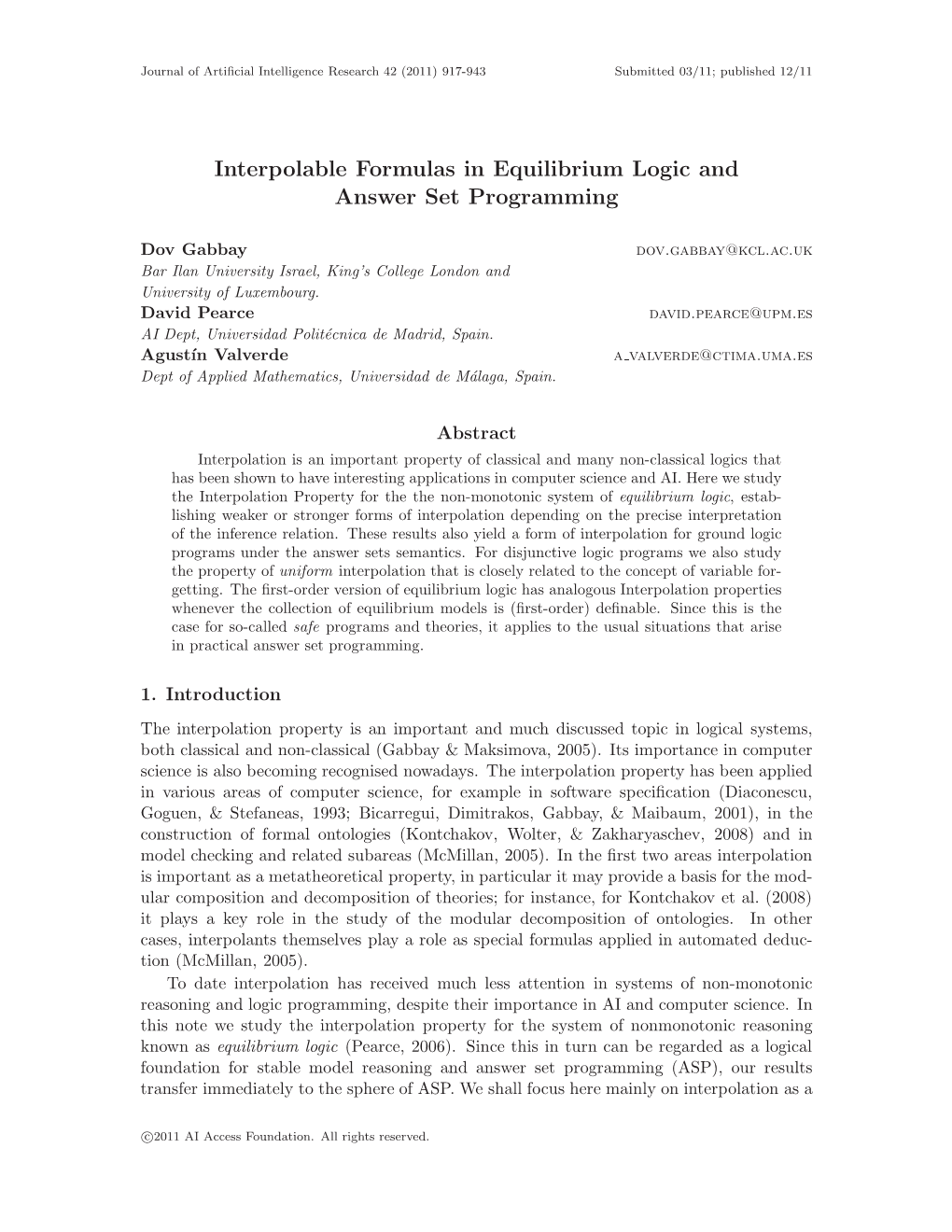 Interpolable Formulas in Equilibrium Logic and Answer Set Programming