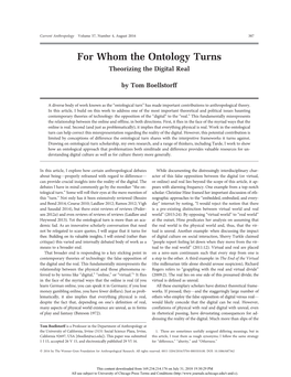 For Whom the Ontology Turns: Theorizing the Digital Real