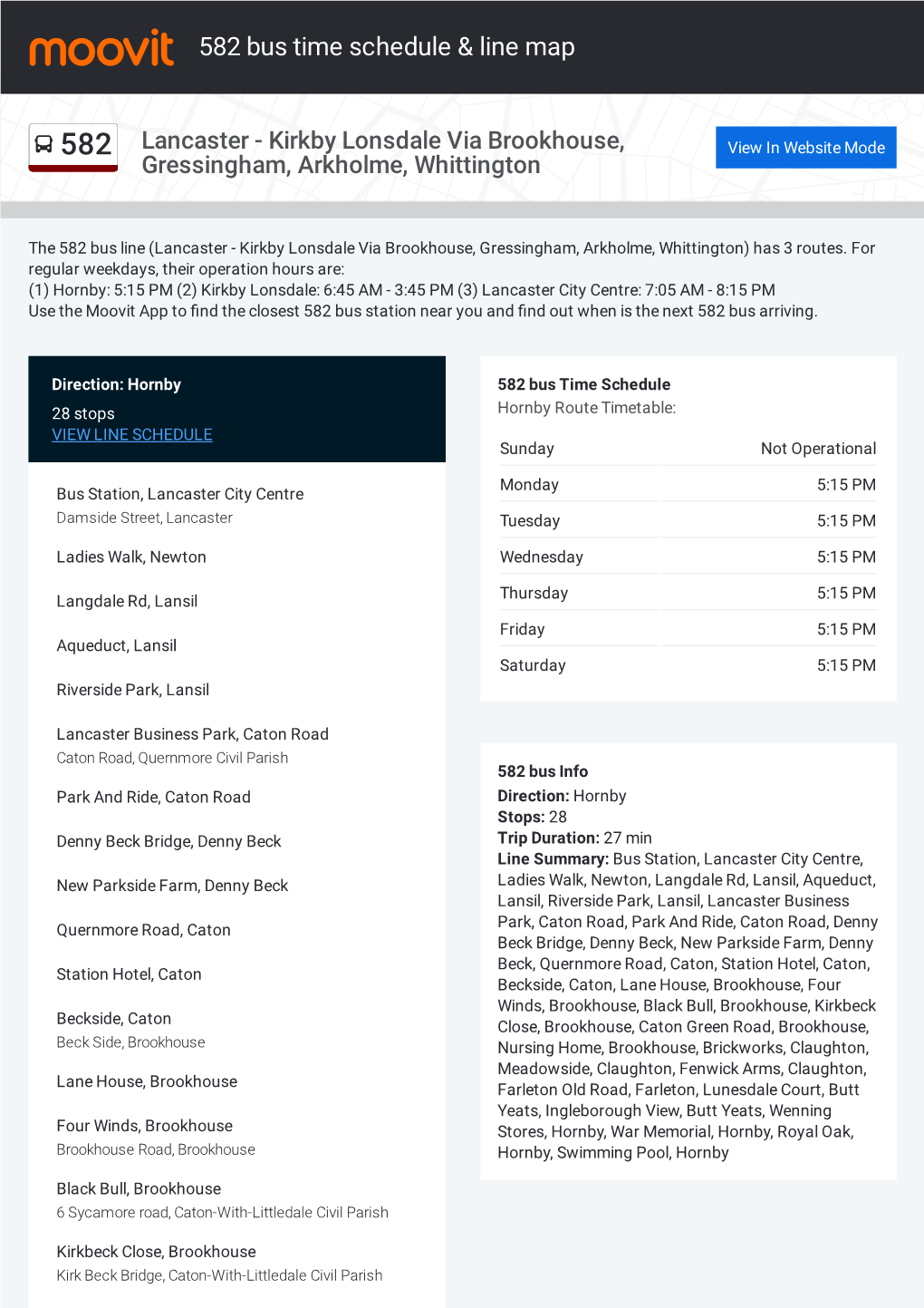 582 Bus Time Schedule & Line Route