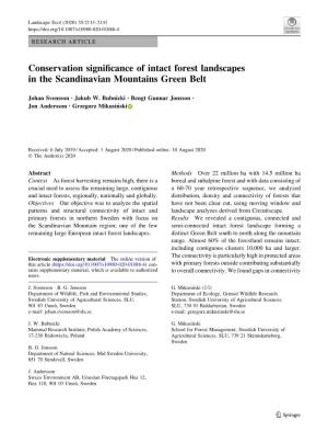Conservation Significance of Intact Forest Landscapes in The