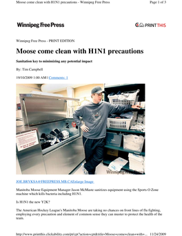 Moose Come Clean with H1N1 Precautions - Winnipeg Free Press Page 1 of 3
