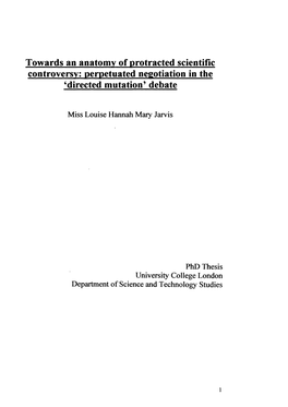 Towards an Anatomy of Protracted Scientific Controversy: Perpetuated Negotiation in the 'Directed Mutation' Debate
