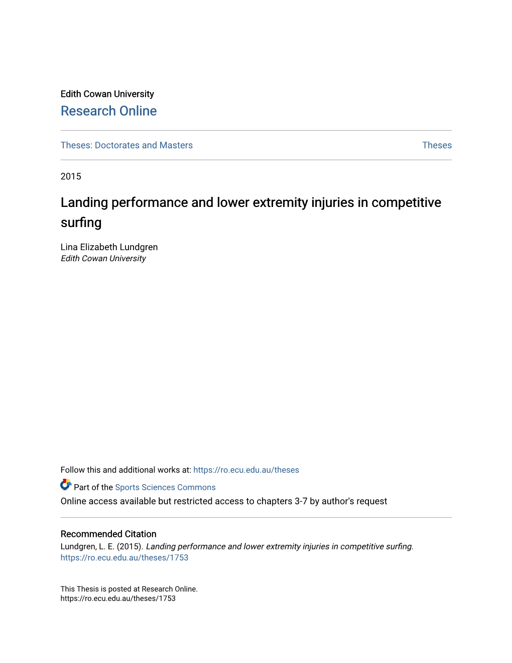 Landing Performance and Lower Extremity Injuries in Competitive Surfing