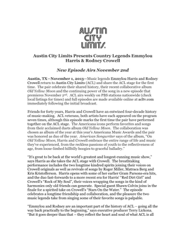 Austin City Limits Presents Country Legends Emmylou Harris & Rodney