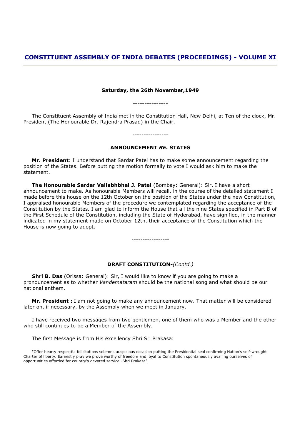 Constituent Assembly of India Debates (Proceedings) - Volume Xi