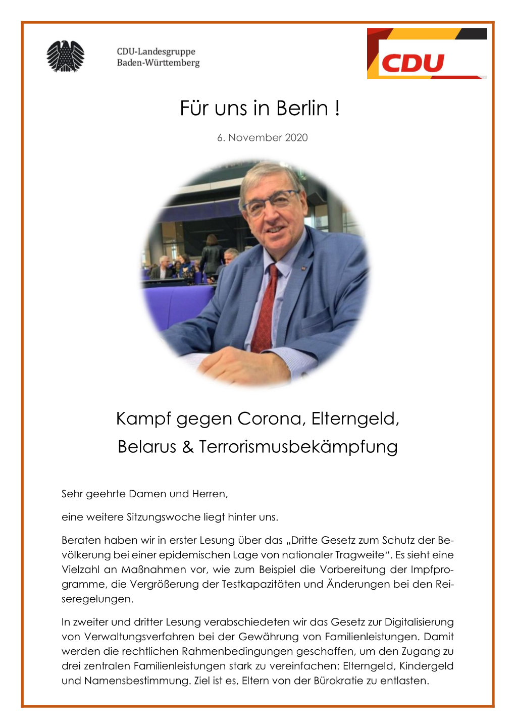 Newsletter Vom 6. November 2020