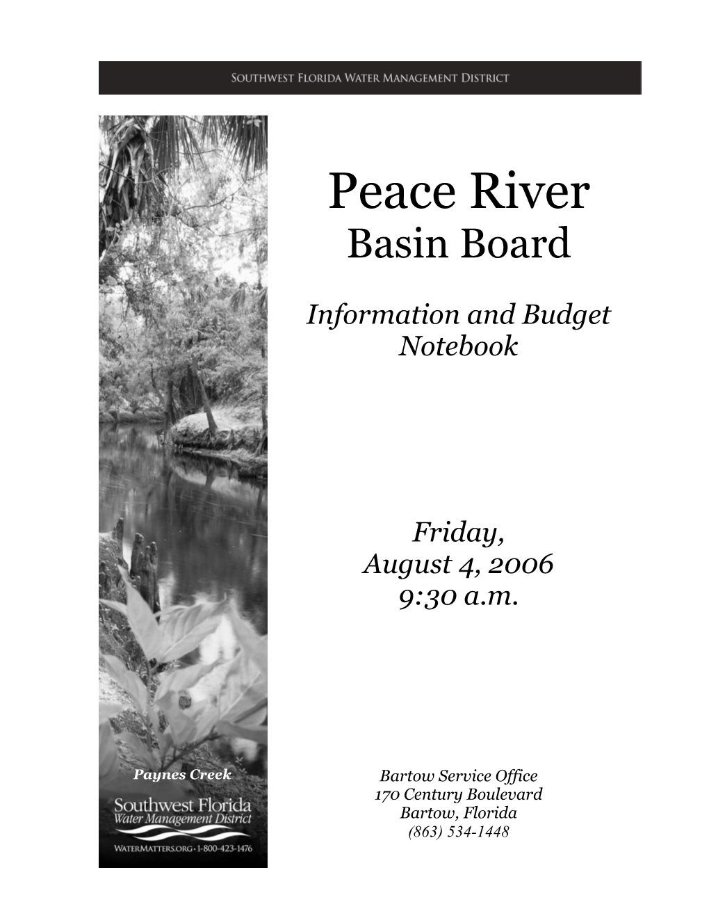 Peace River Basin Board Info & Budget Notebook