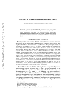 Arxiv:2004.08294V3 [Math.CO] 20 Jul 2021 Loe.Se O Ntne 3 ,1,1,2,2,2] Odate to 23]