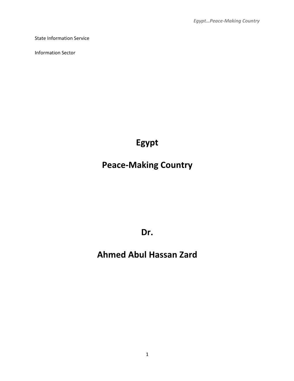 Egypt…Peace-Making Country